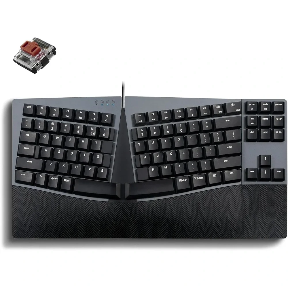 Perixx PERIBOARD-335 Wired Compact Ergonomic Mechanical Keyboard Brown Switch